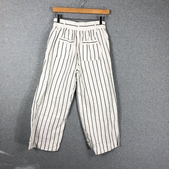 Joie White Striped Wide Leg Pants Linen Size Small - Picture 2 of 7